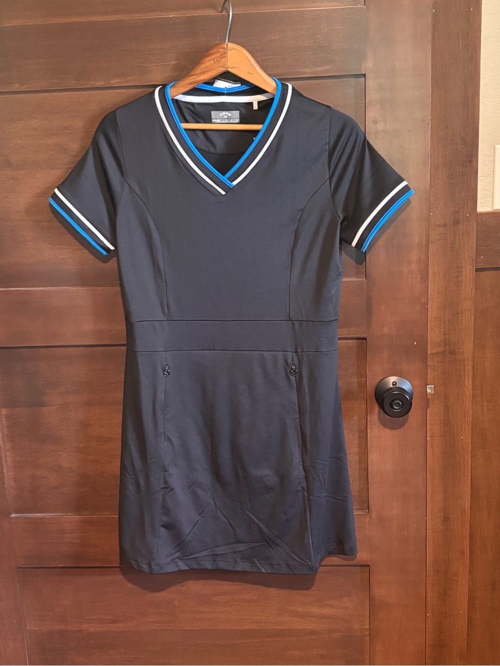 WOMENS V-NECK COLOR BLOCK DRESS